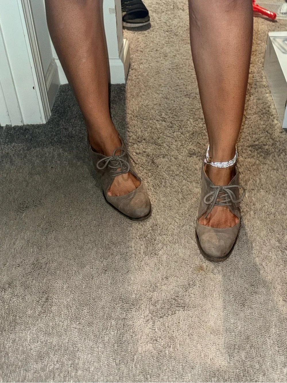 Aldo Women's Taupe Suede Block Heel Lace-Up Pumps